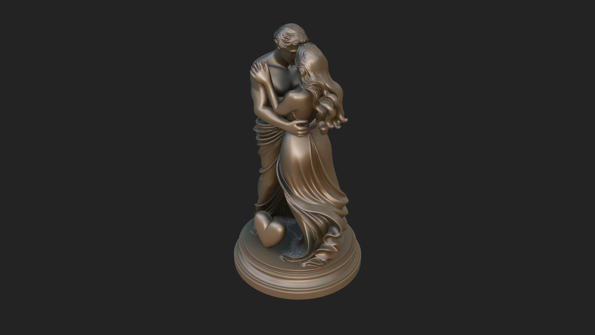 Embracing Lovers Couple Statue Design 2 3D Print Model 3D Model