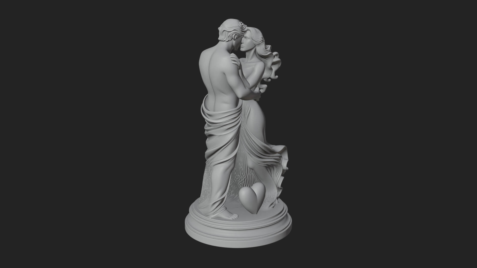 Embracing Lovers Couple Statue Design 2 3D Print Model 3D Model