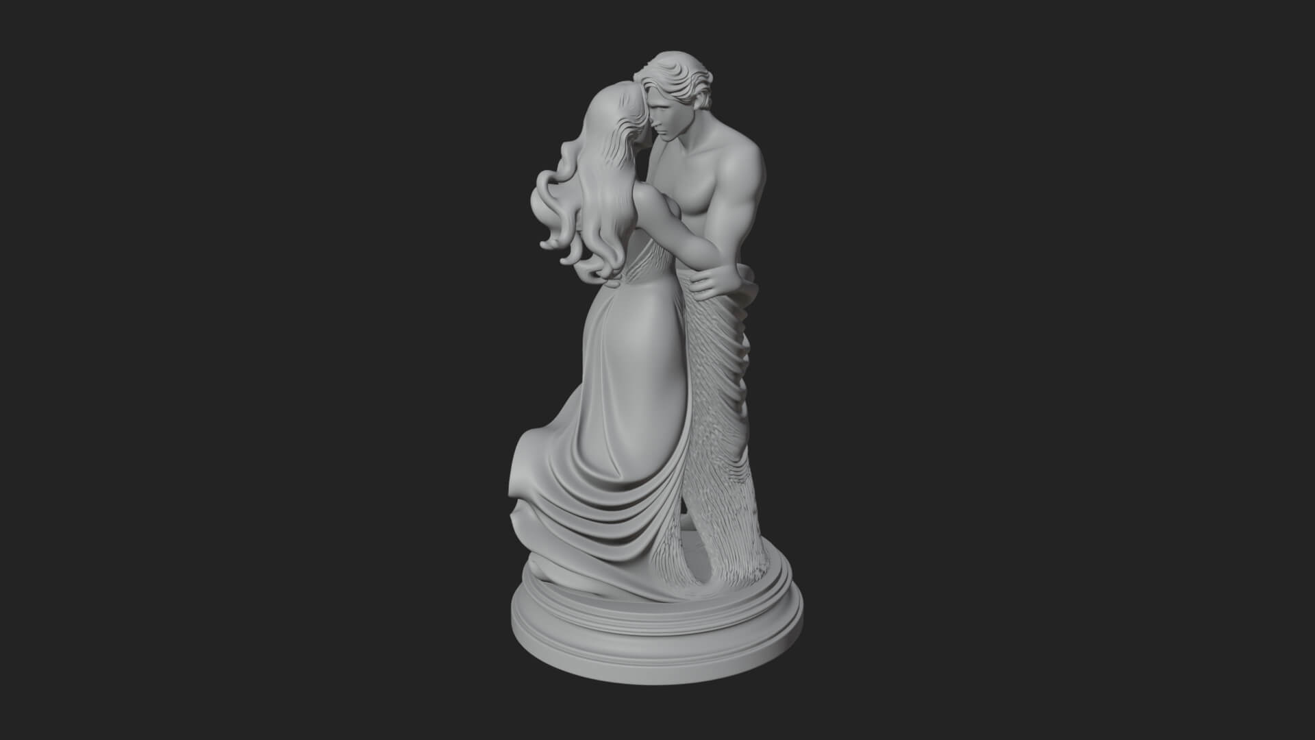 Embracing Lovers Couple Statue Design 2 3D Print Model 3D Model