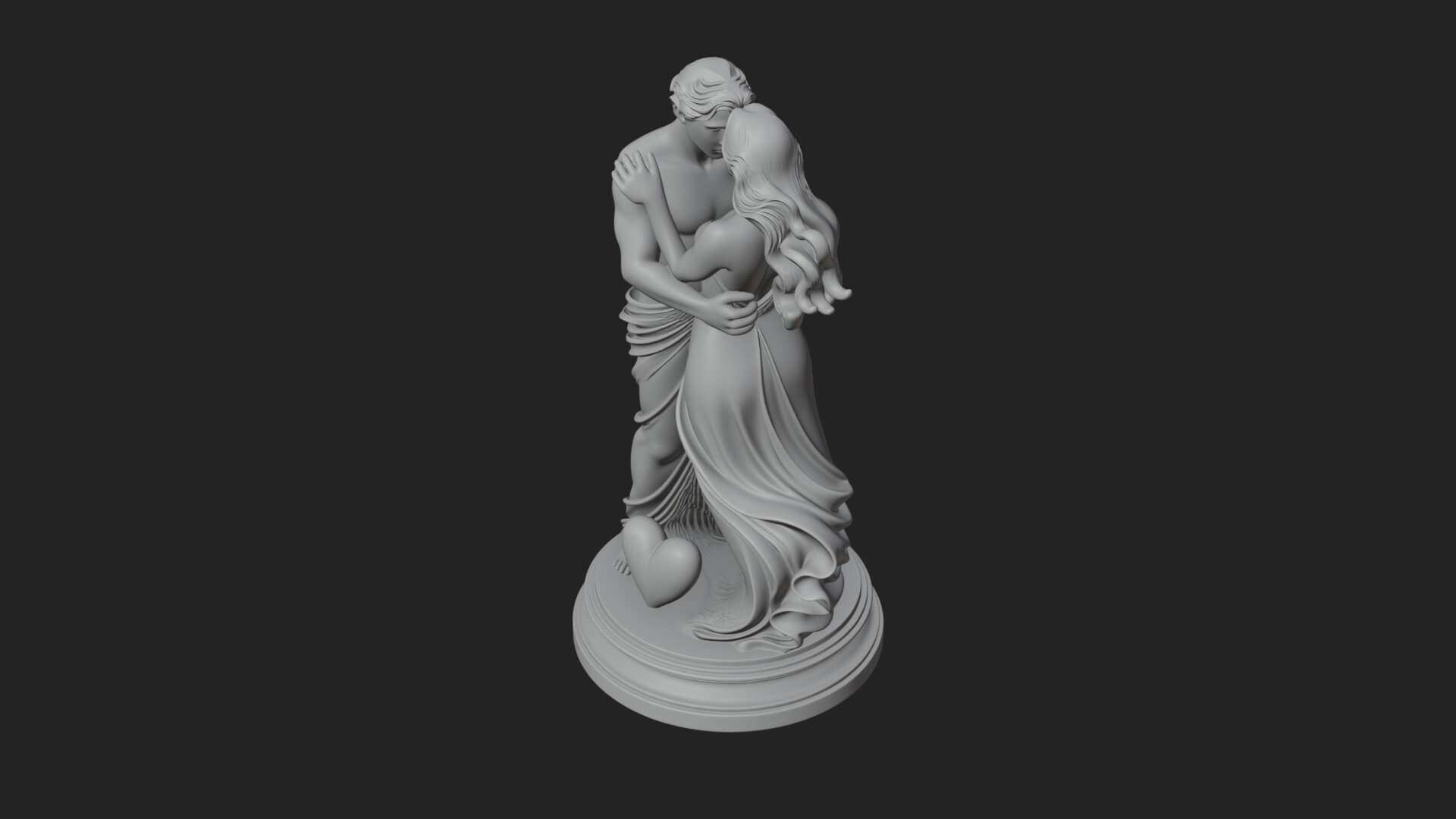 Embracing Lovers Couple Statue Design 2 3D Print Model 3D Model