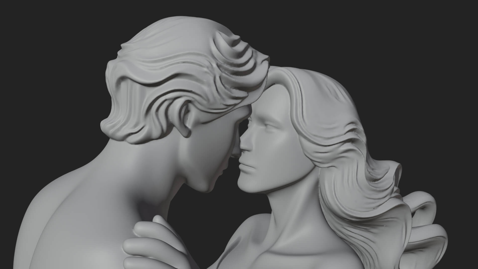 Embracing Lovers Couple Statue Design 2 3D Print Model 3D Model