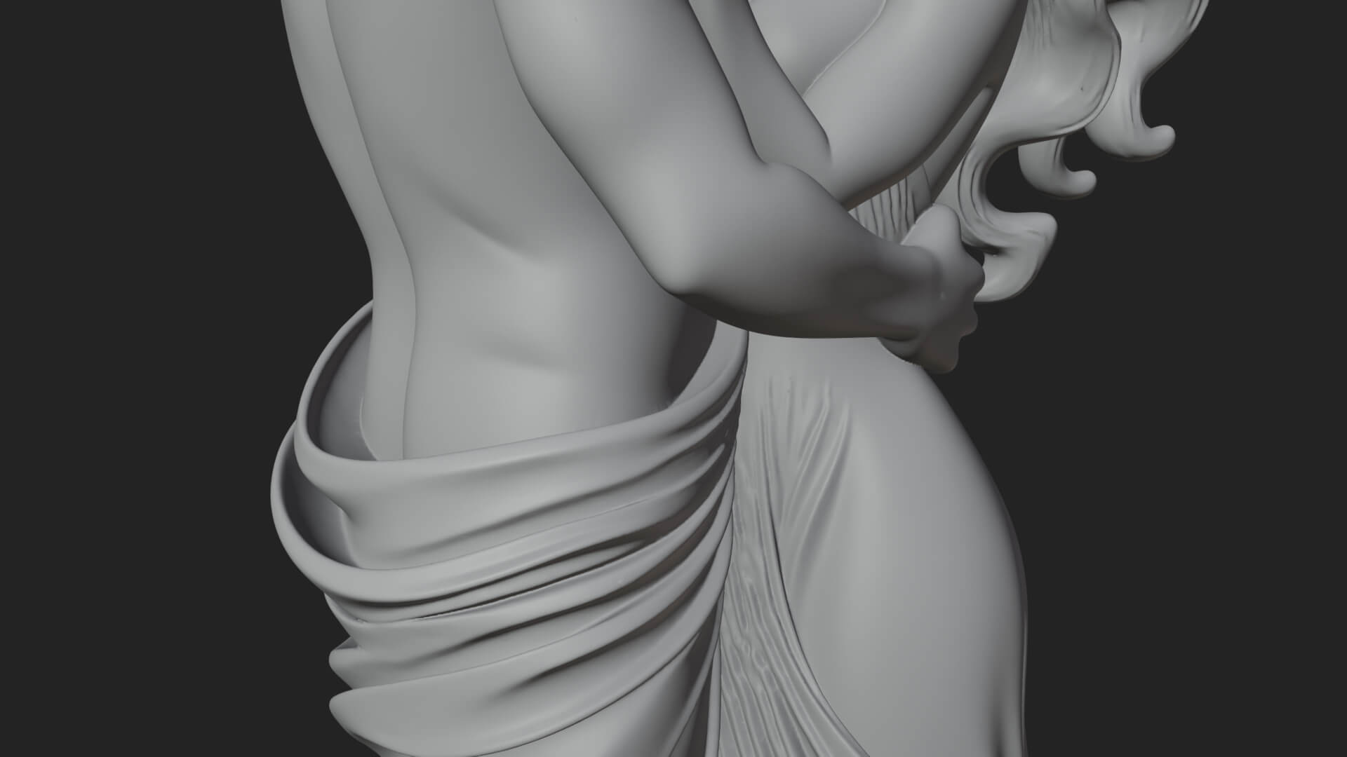 Embracing Lovers Couple Statue Design 2 3D Print Model 3D Model