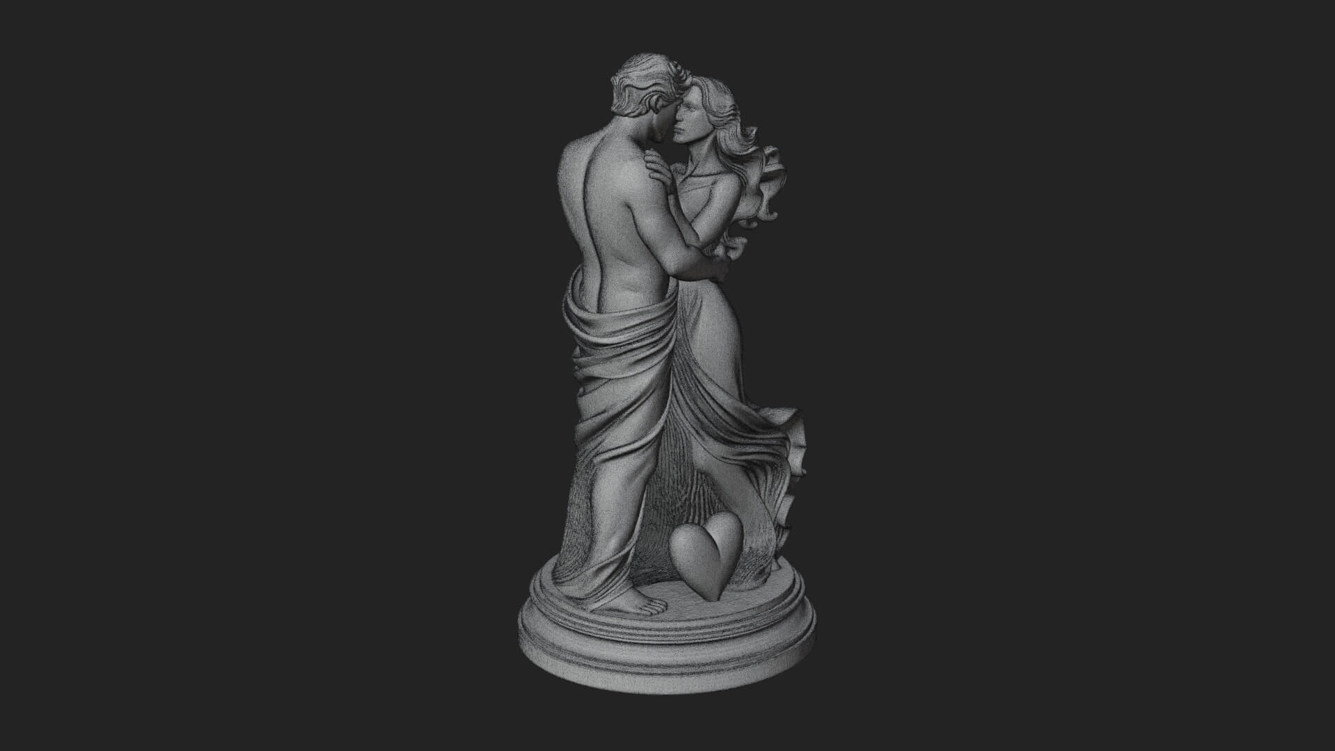 Embracing Lovers Couple Statue Design 2 3D Print Model 3D Model
