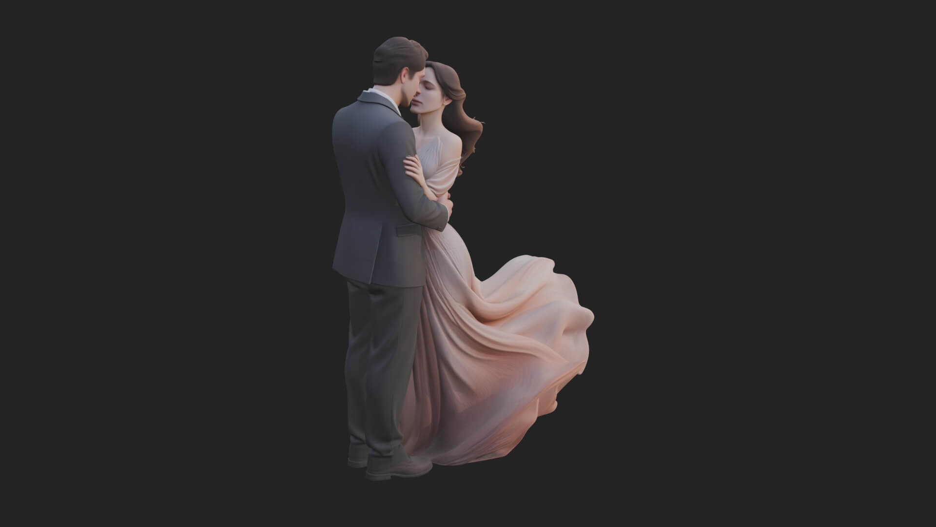 Embracing Lovers Couple Statue Design 3 3D Print Model 3D Model