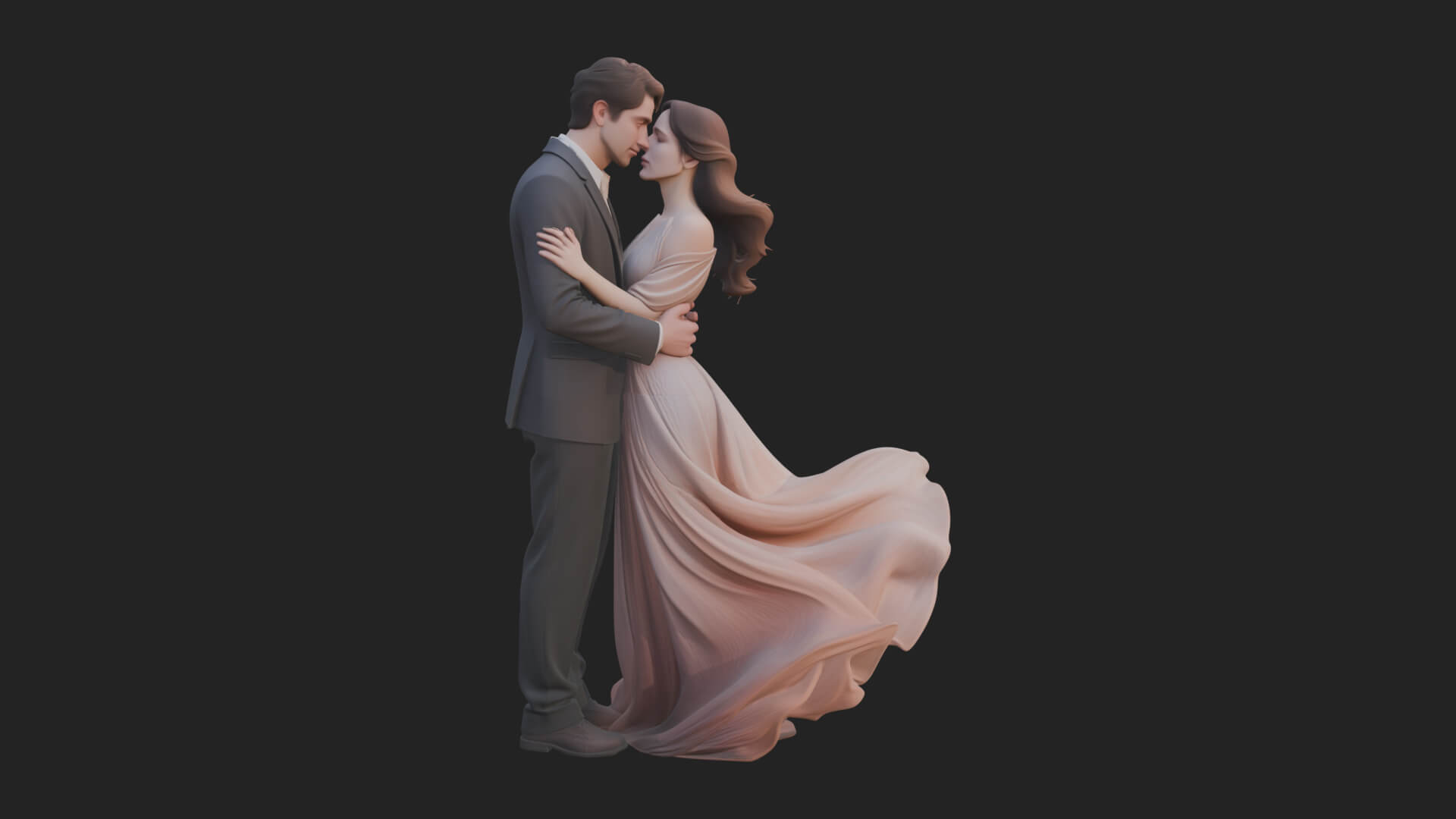 Embracing Lovers Couple Statue Design 3 3D Print Model 3D Model