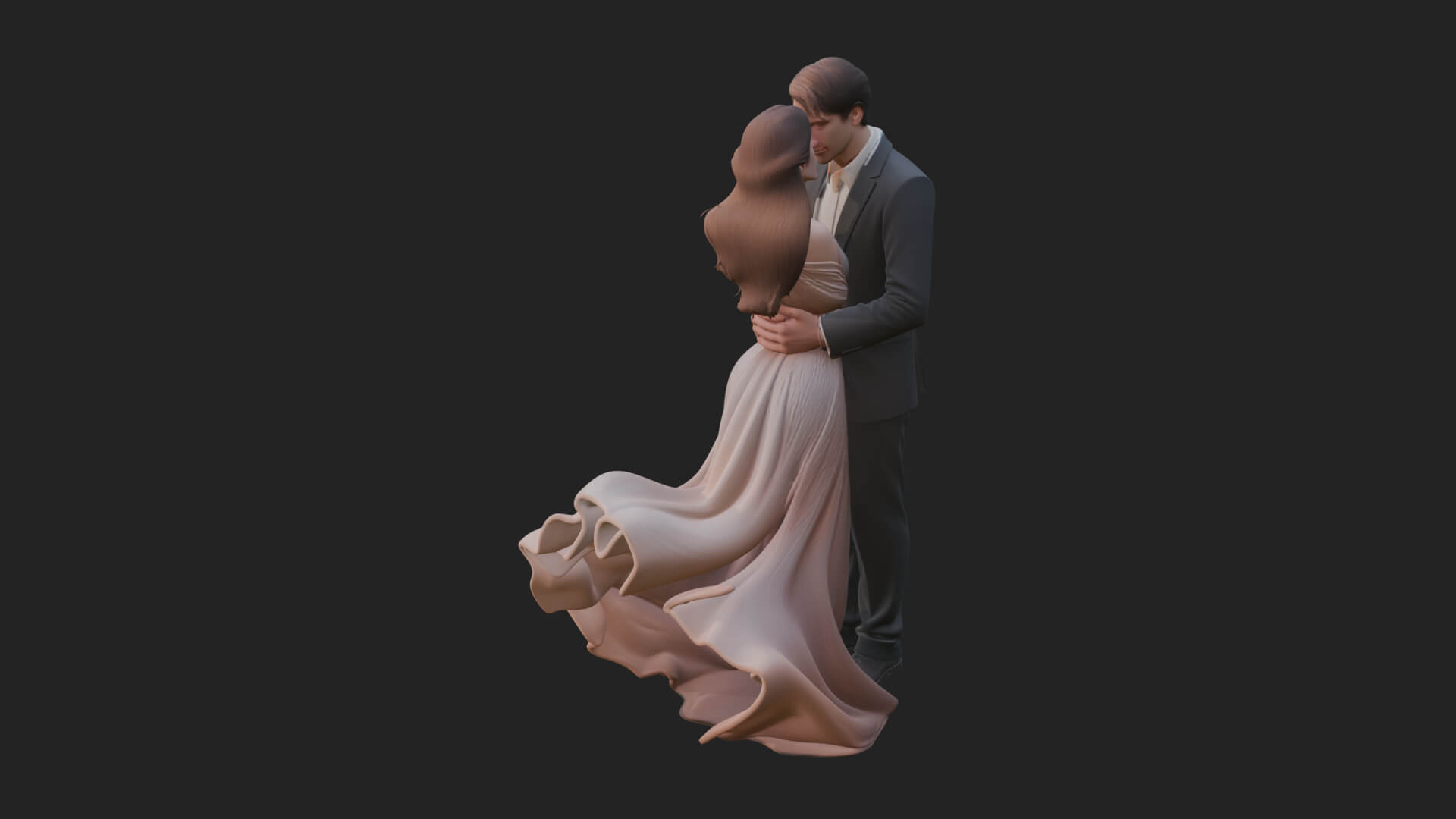 Embracing Lovers Couple Statue Design 3 3D Print Model 3D Model