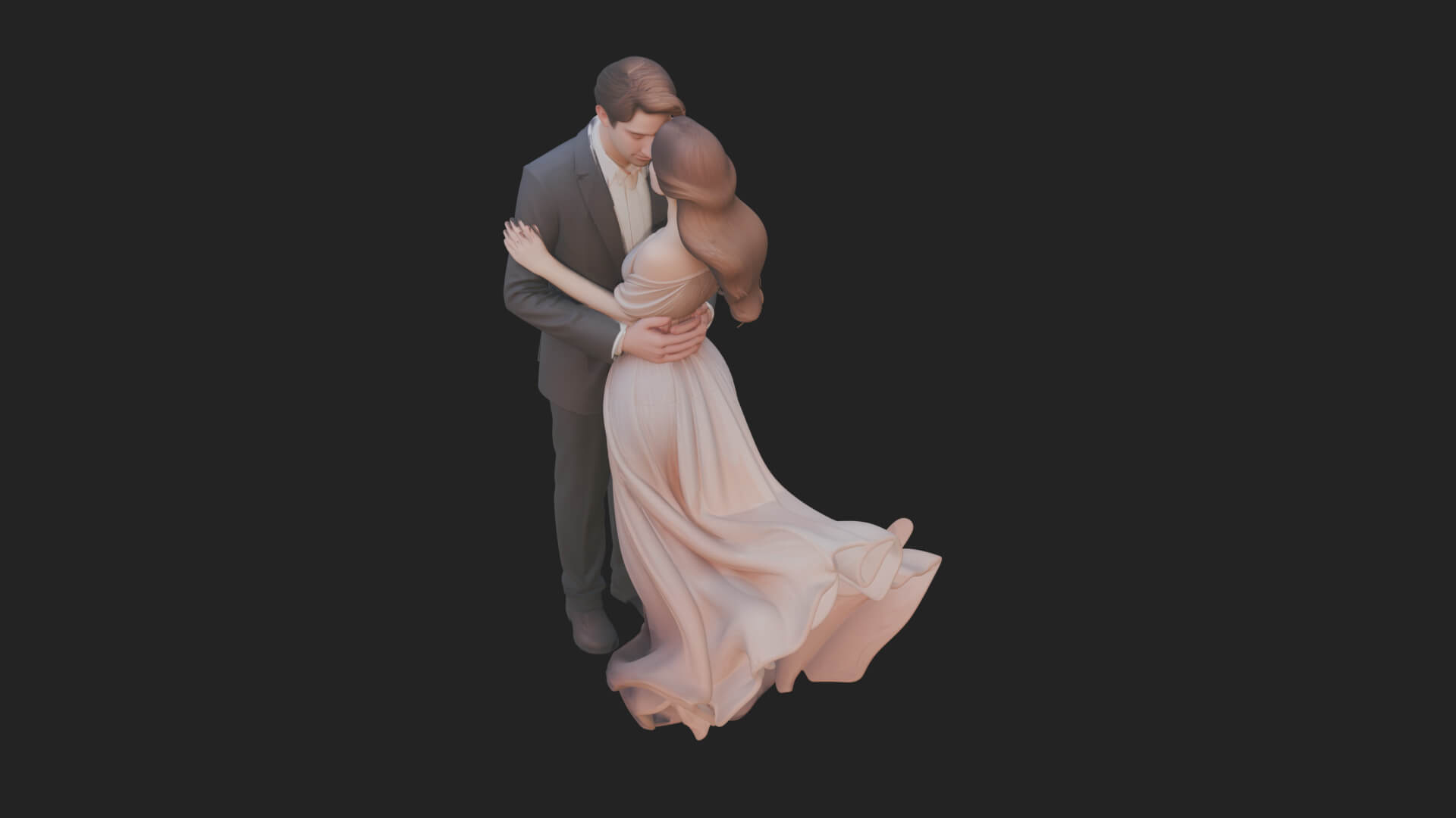 Embracing Lovers Couple Statue Design 3 3D Print Model 3D Model