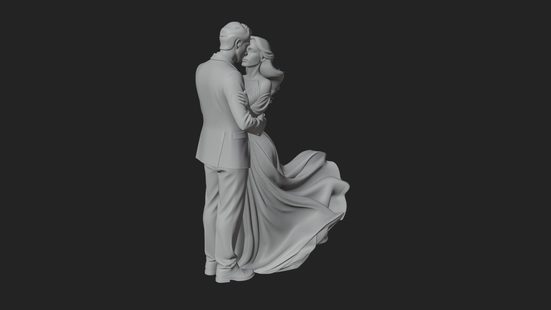 Embracing Lovers Couple Statue Design 3 3D Print Model 3D Model
