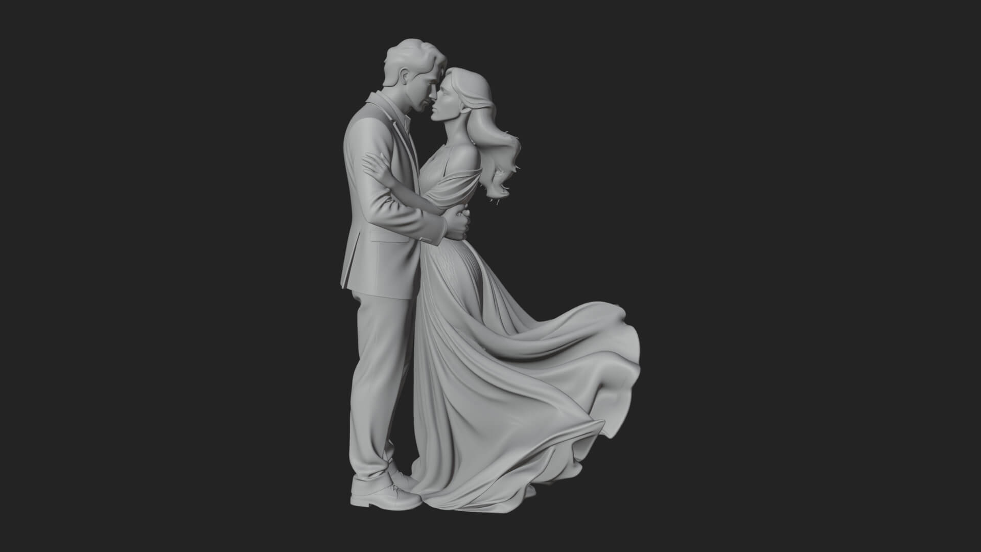 Embracing Lovers Couple Statue Design 3 3D Print Model 3D Model