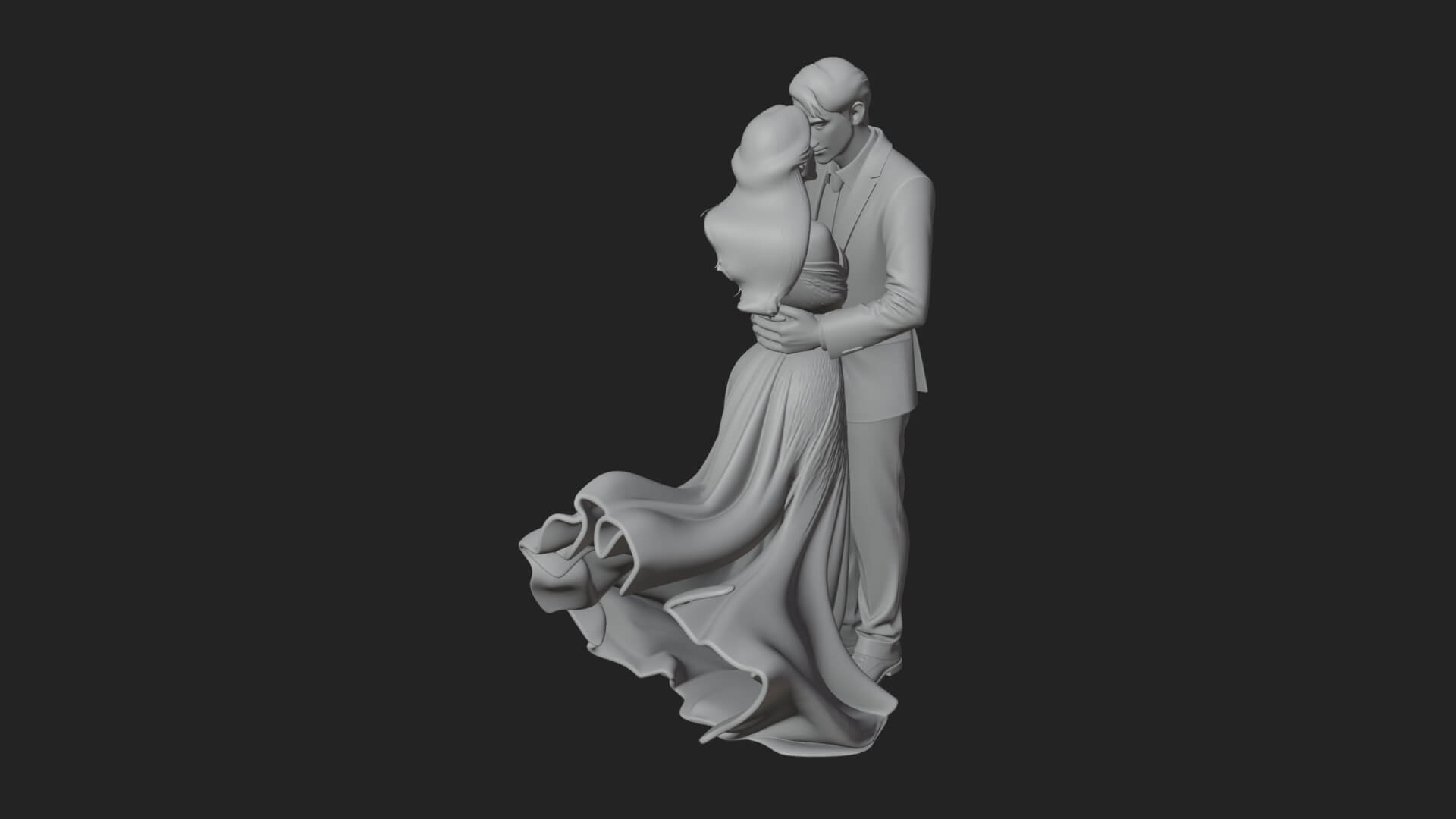 Embracing Lovers Couple Statue Design 3 3D Print Model 3D Model