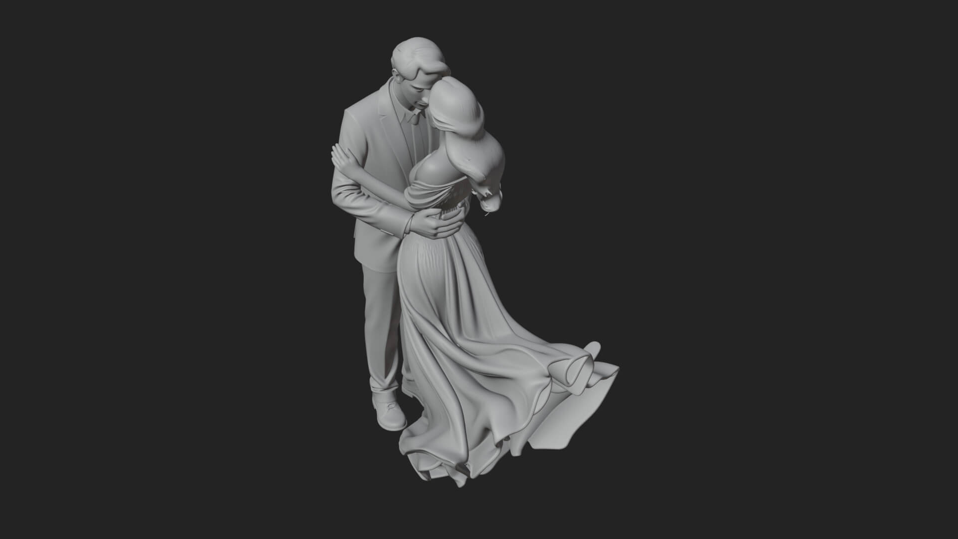 Embracing Lovers Couple Statue Design 3 3D Print Model 3D Model