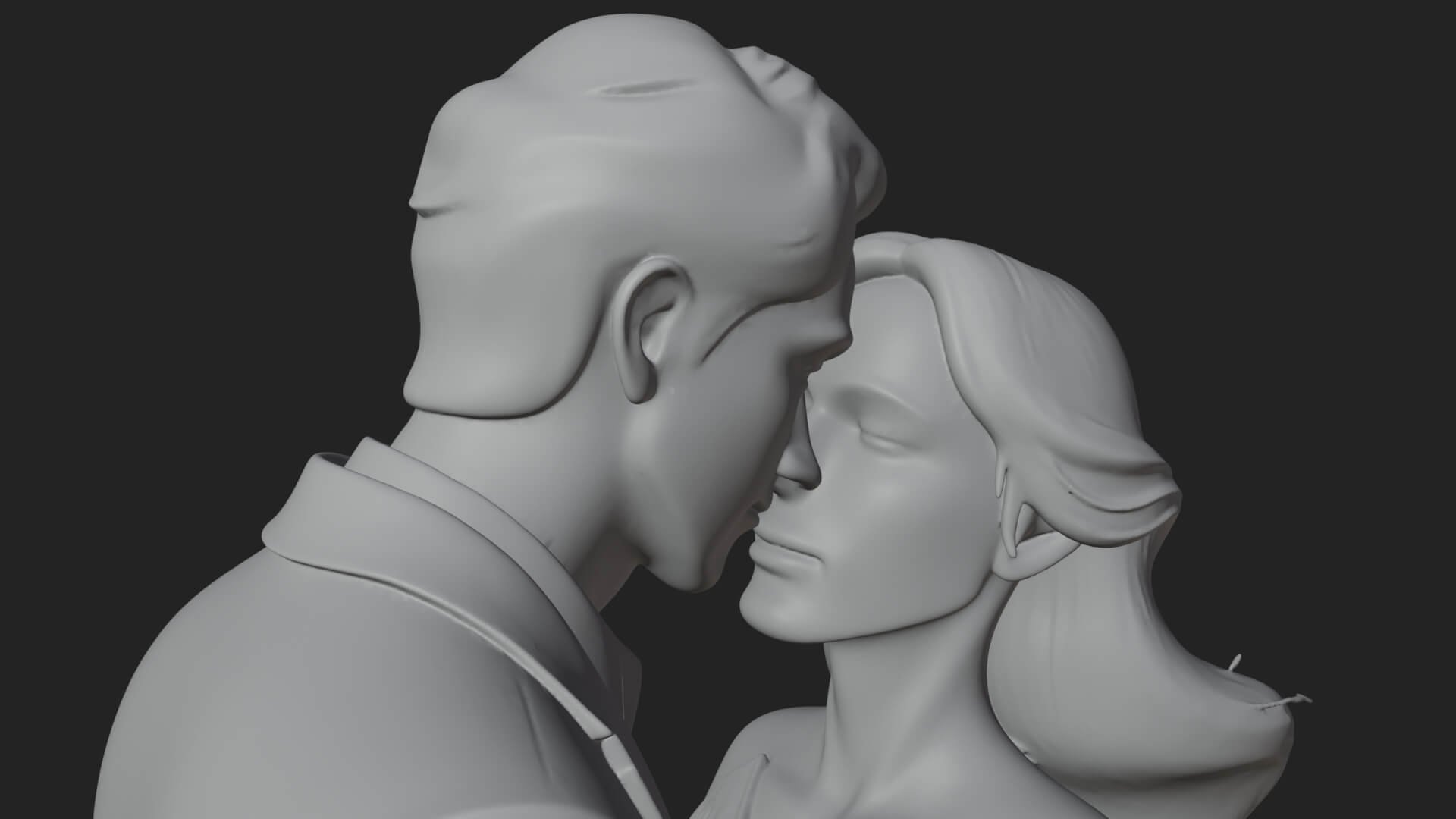 Embracing Lovers Couple Statue Design 3 3D Print Model 3D Model