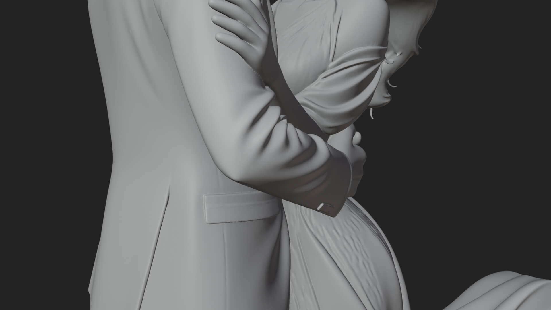 Embracing Lovers Couple Statue Design 3 3D Print Model 3D Model