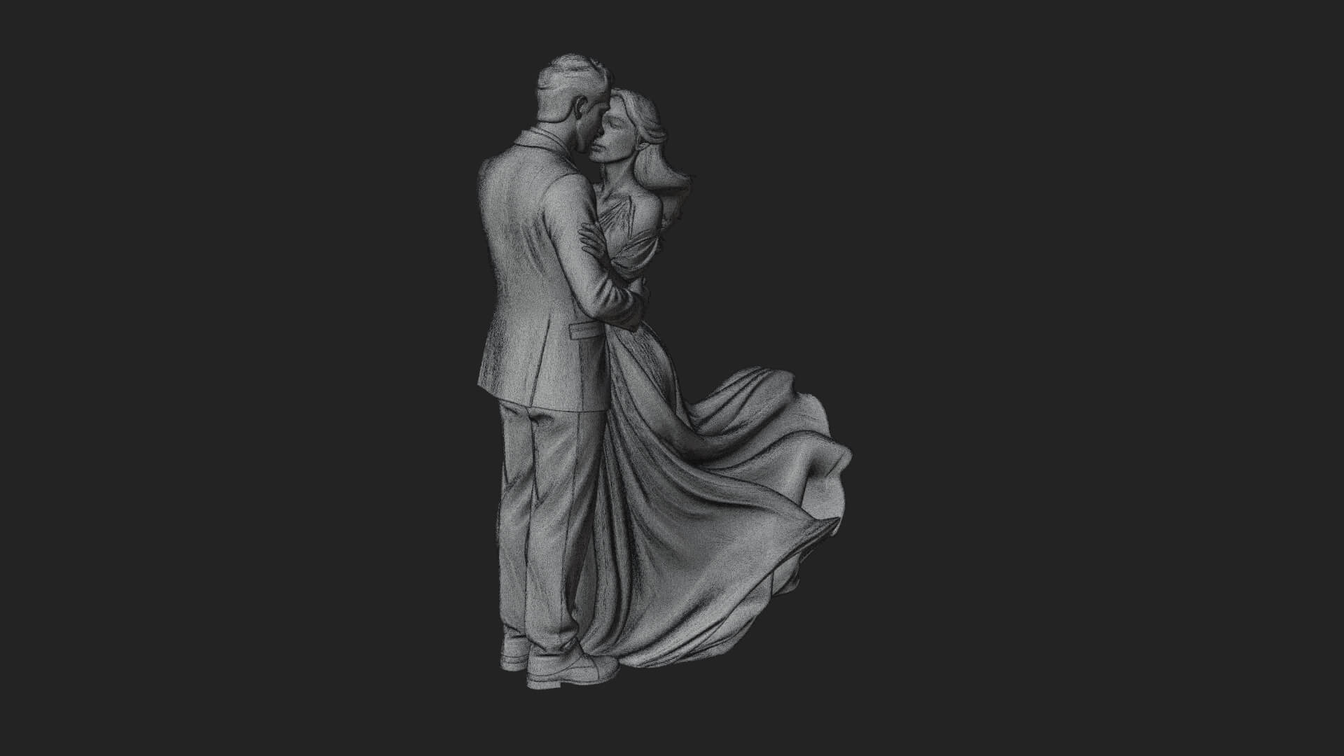 Embracing Lovers Couple Statue Design 3 3D Print Model 3D Model