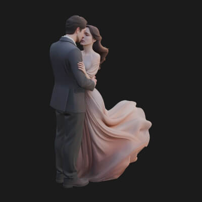 Embracing Lovers Couple Statue Design 3 3D Print Model