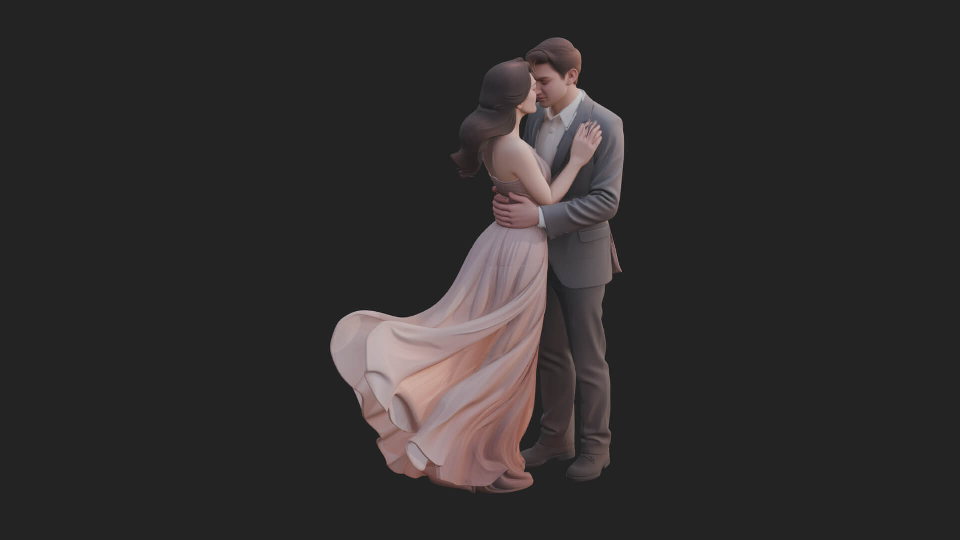 Embracing Lovers Couple Statue Design 4 3D Print Model 3D Model