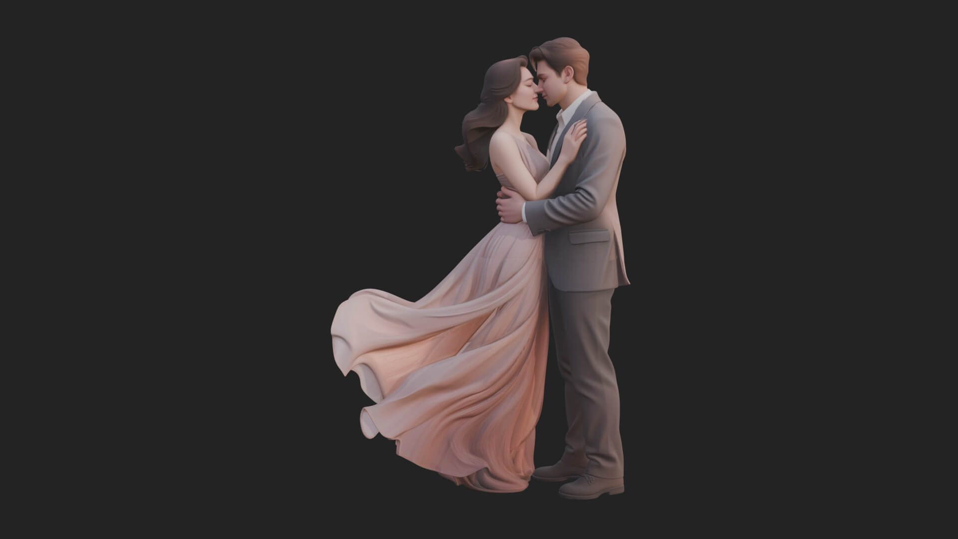 Embracing Lovers Couple Statue Design 4 3D Print Model 3D Model
