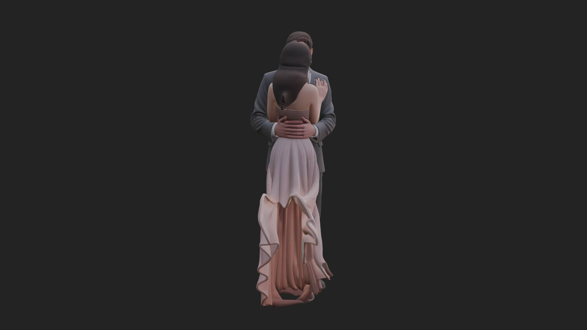 Embracing Lovers Couple Statue Design 4 3D Print Model 3D Model
