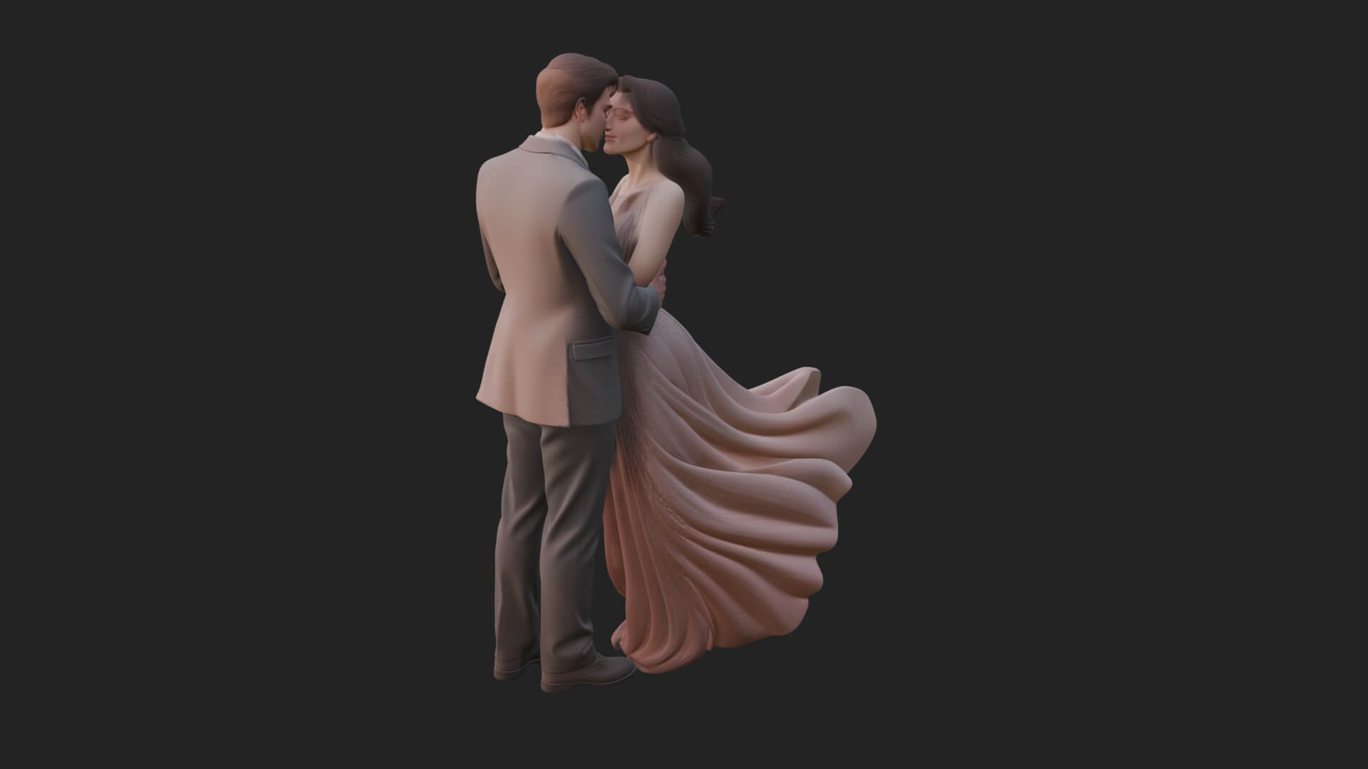 Embracing Lovers Couple Statue Design 4 3D Print Model 3D Model