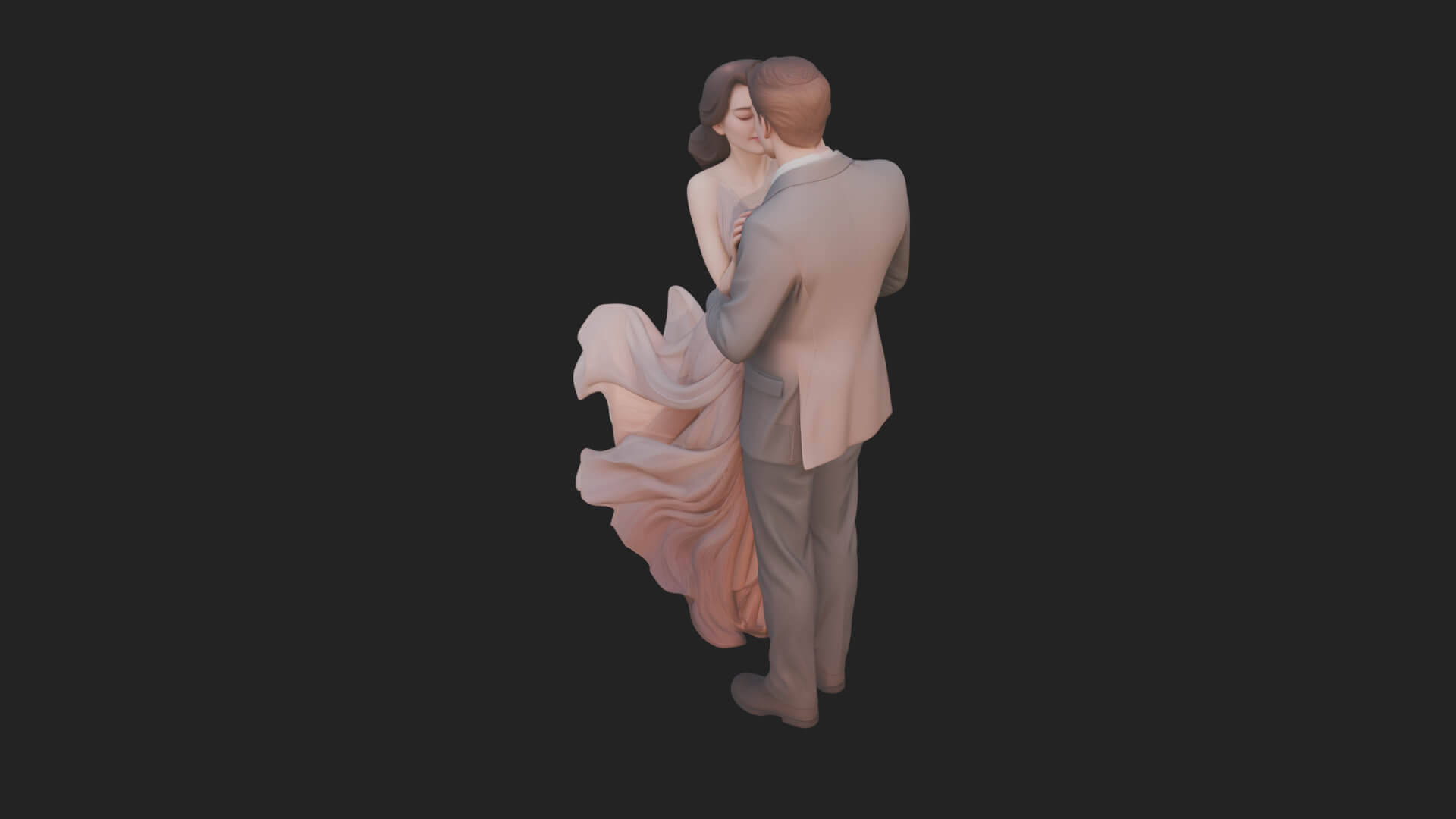 Embracing Lovers Couple Statue Design 4 3D Print Model 3D Model