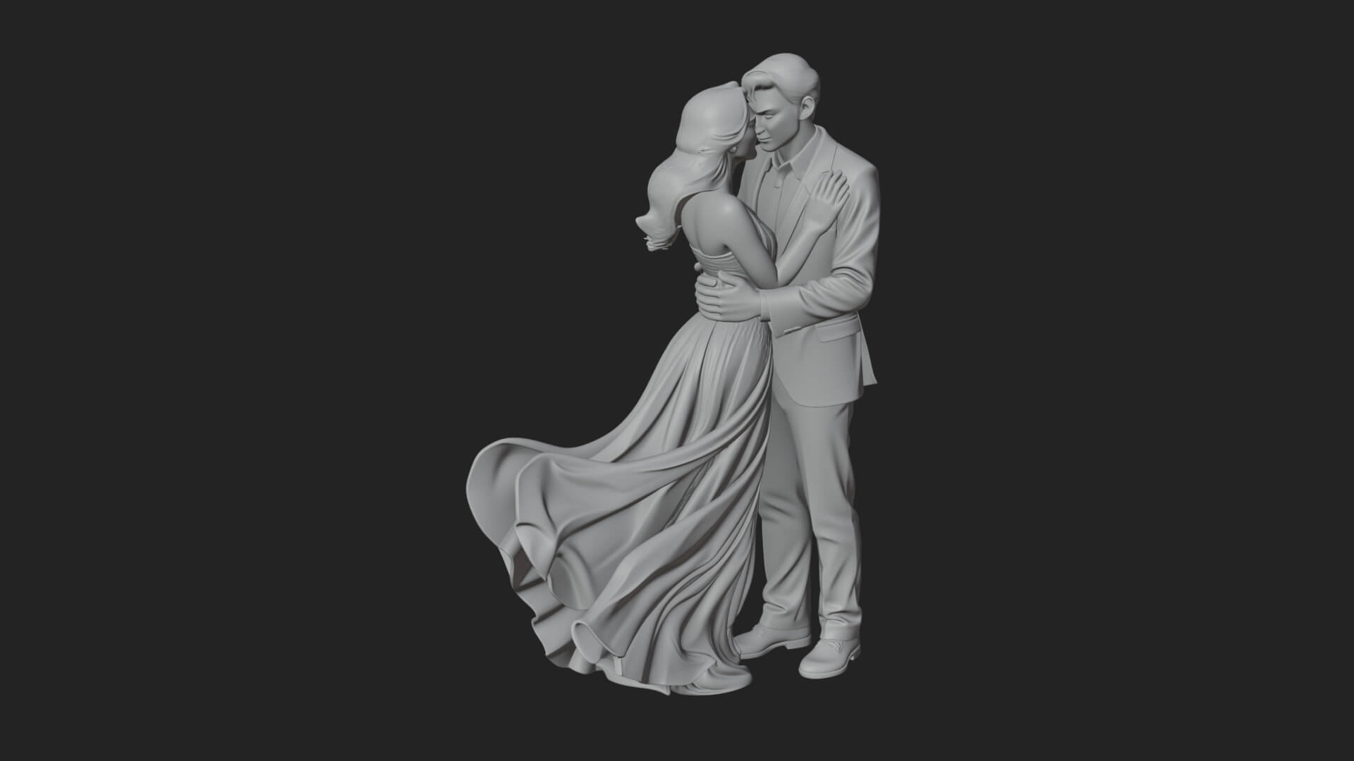 Embracing Lovers Couple Statue Design 4 3D Print Model 3D Model