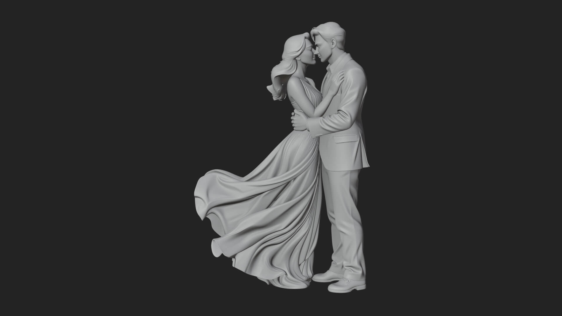 Embracing Lovers Couple Statue Design 4 3D Print Model 3D Model