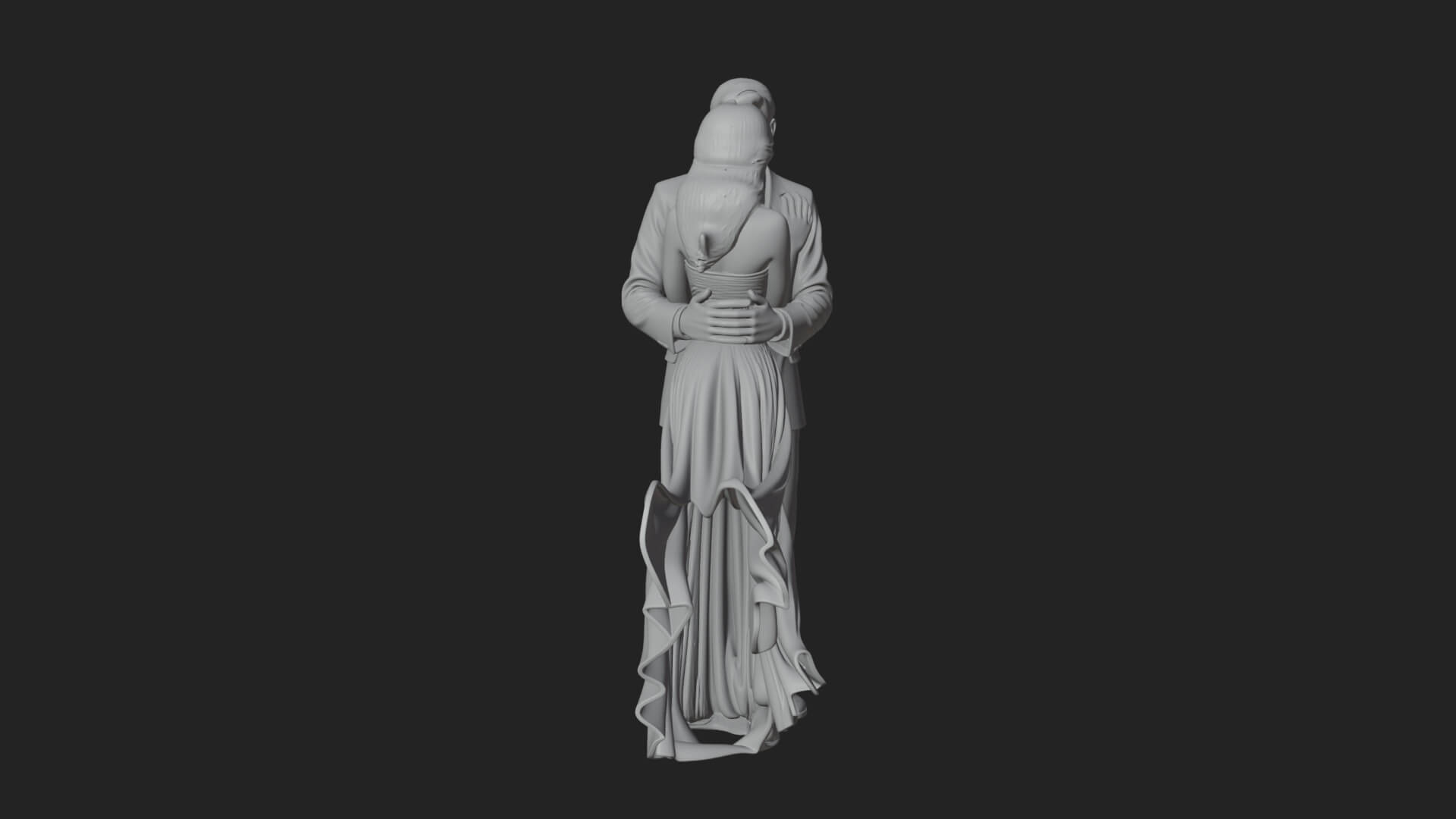 Embracing Lovers Couple Statue Design 4 3D Print Model 3D Model