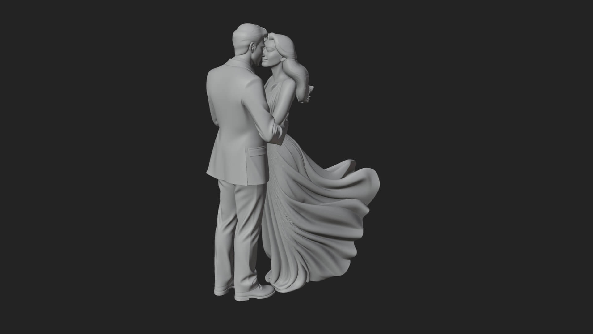 Embracing Lovers Couple Statue Design 4 3D Print Model 3D Model