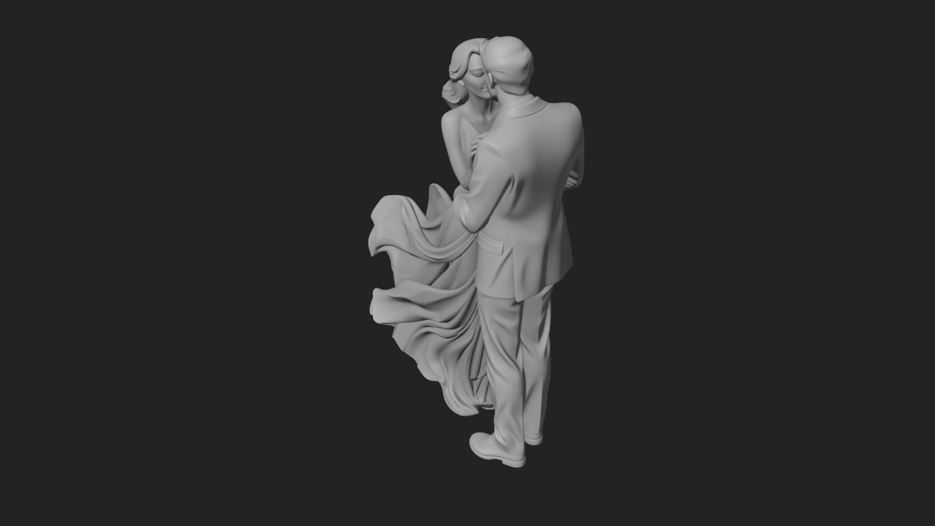 Embracing Lovers Couple Statue Design 4 3D Print Model 3D Model