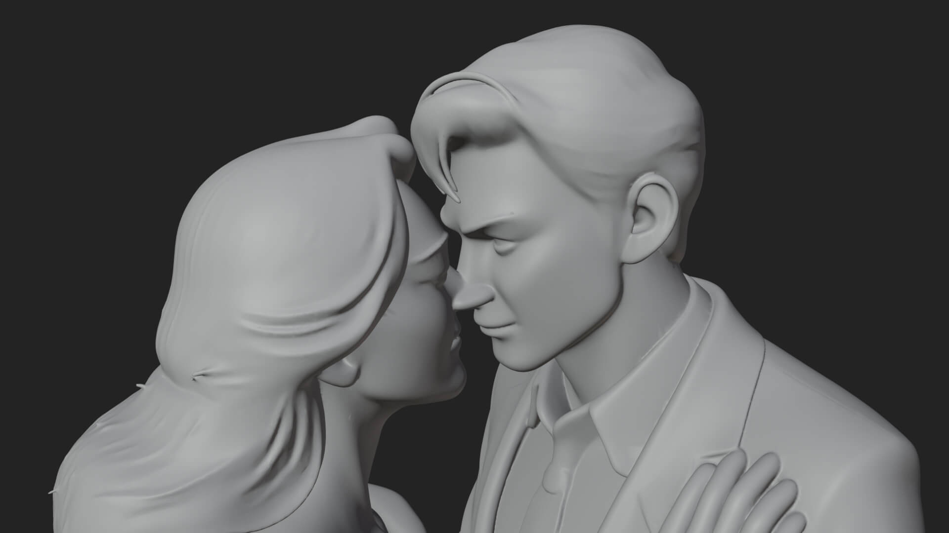 Embracing Lovers Couple Statue Design 4 3D Print Model 3D Model