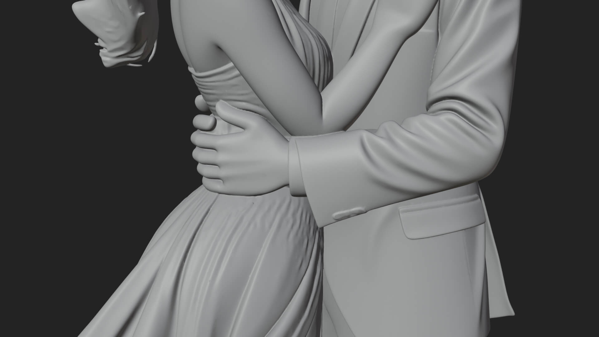 Embracing Lovers Couple Statue Design 4 3D Print Model 3D Model