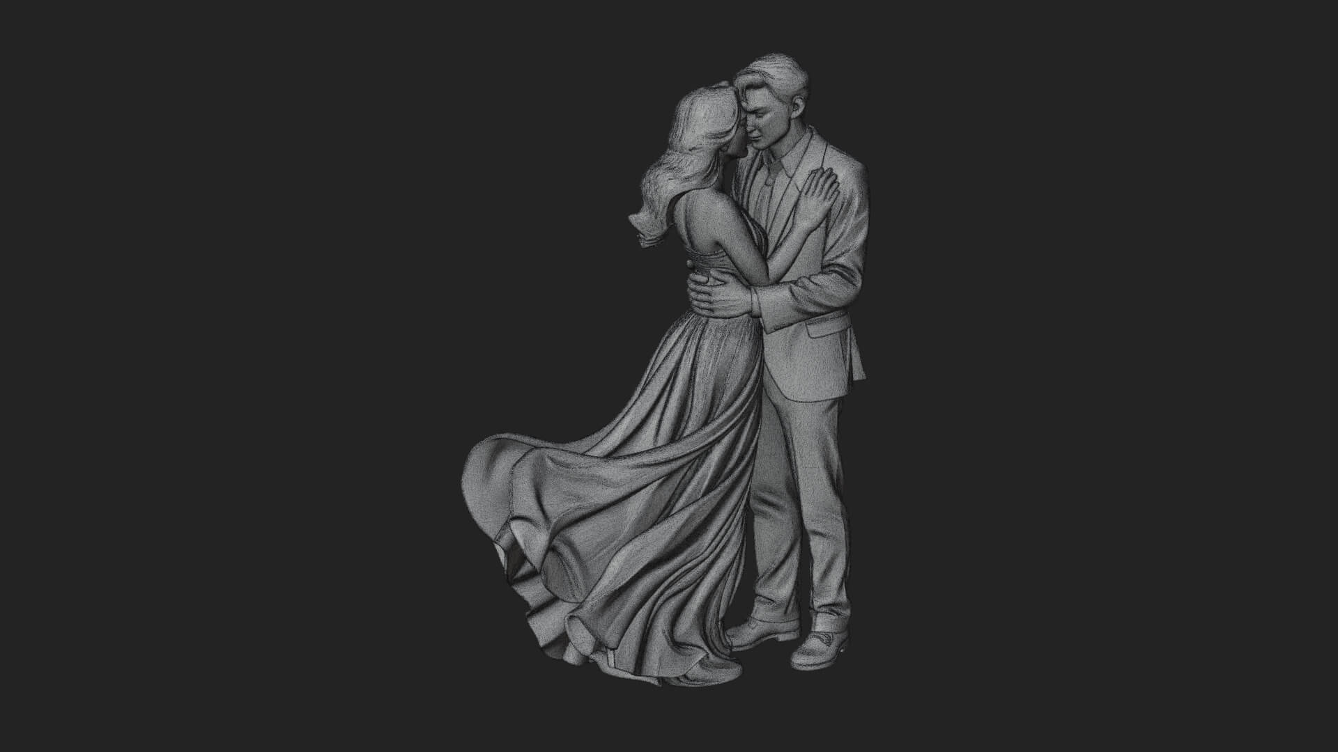 Embracing Lovers Couple Statue Design 4 3D Print Model 3D Model
