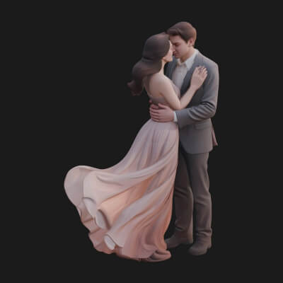 Embracing Lovers Couple Statue Design 4 3D Print Model
