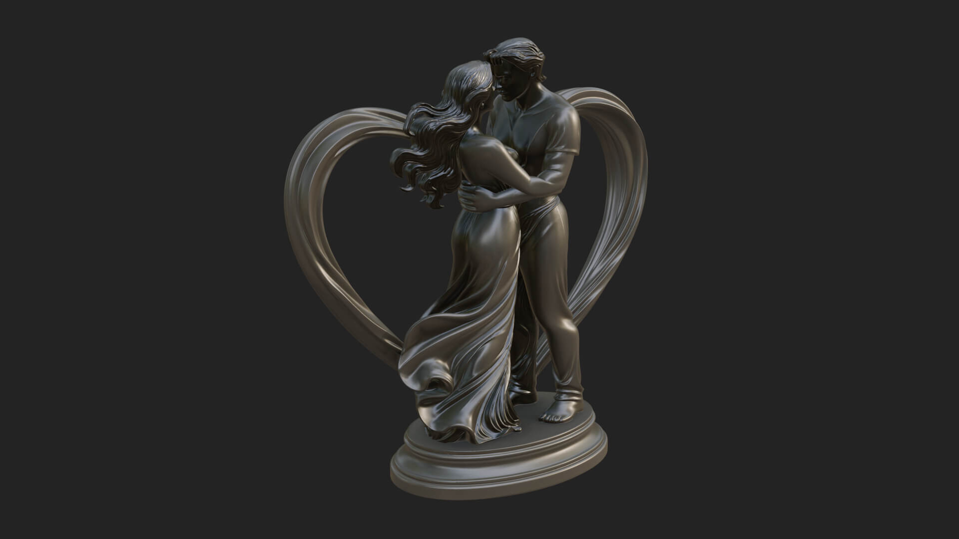 Embracing Lovers Couple Statue Design 5 3D Print Model 3D Model