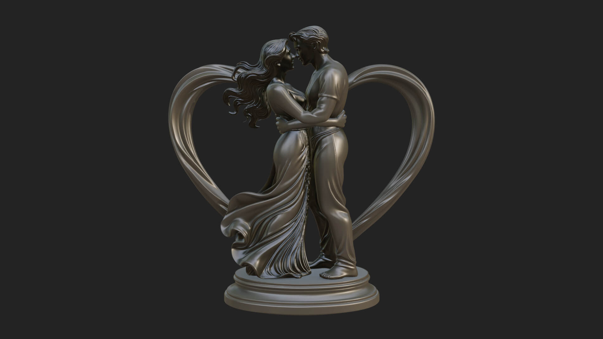 Embracing Lovers Couple Statue Design 5 3D Print Model 3D Model