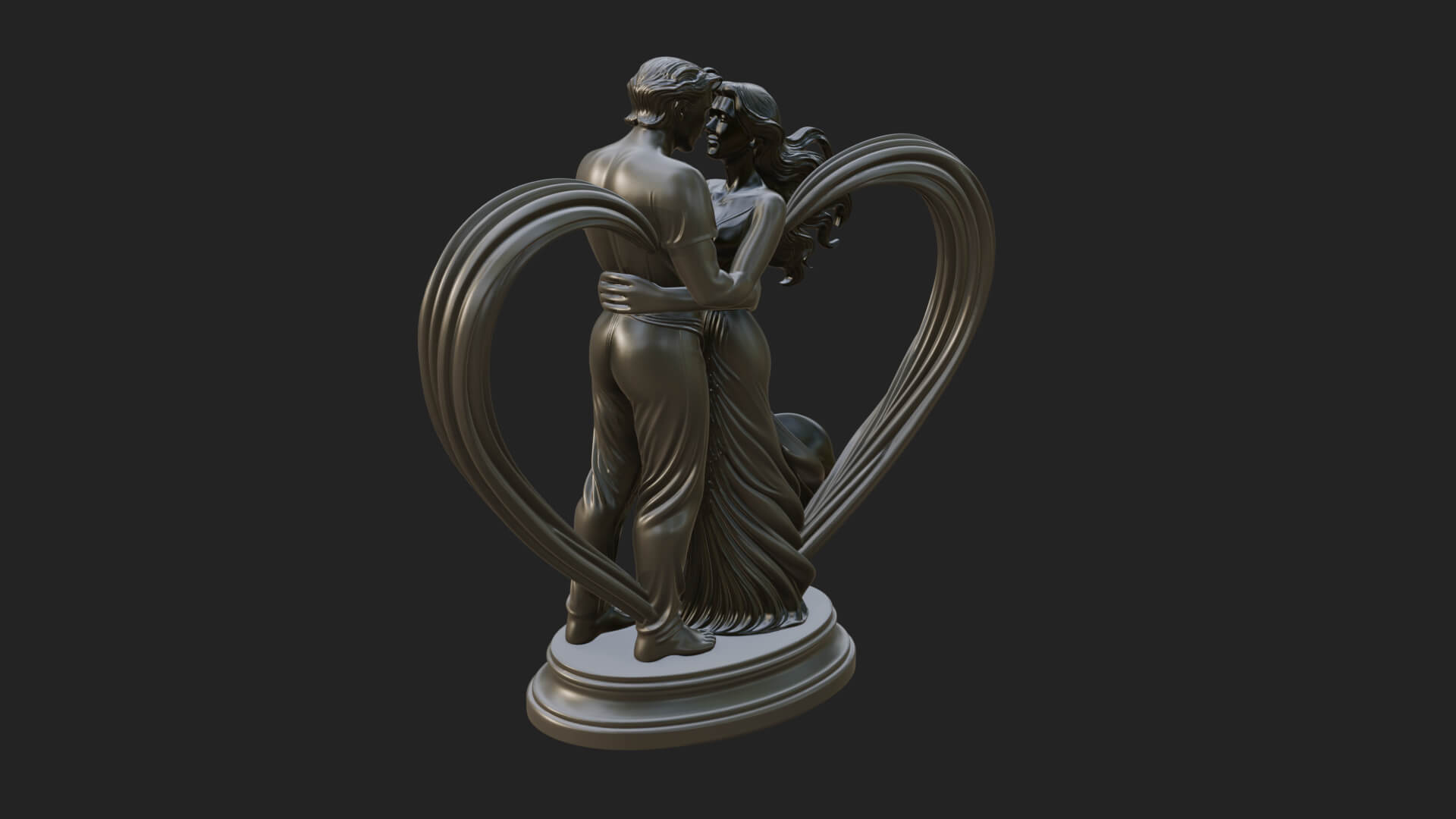 Embracing Lovers Couple Statue Design 5 3D Print Model 3D Model