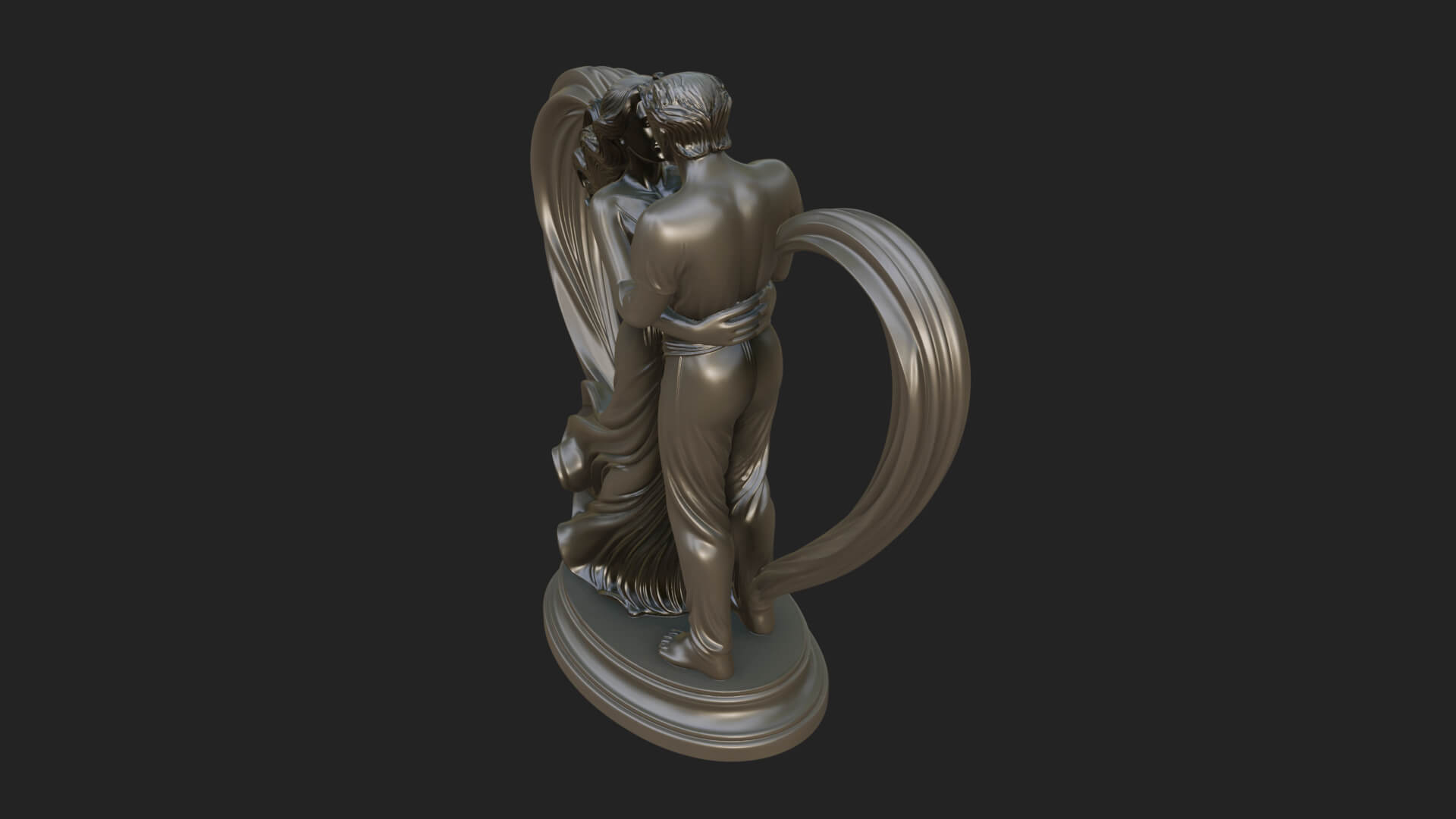 Embracing Lovers Couple Statue Design 5 3D Print Model 3D Model