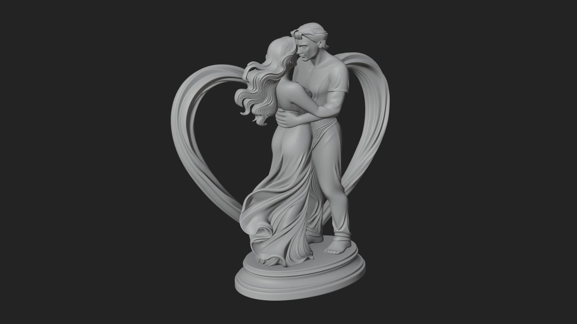 Embracing Lovers Couple Statue Design 5 3D Print Model 3D Model