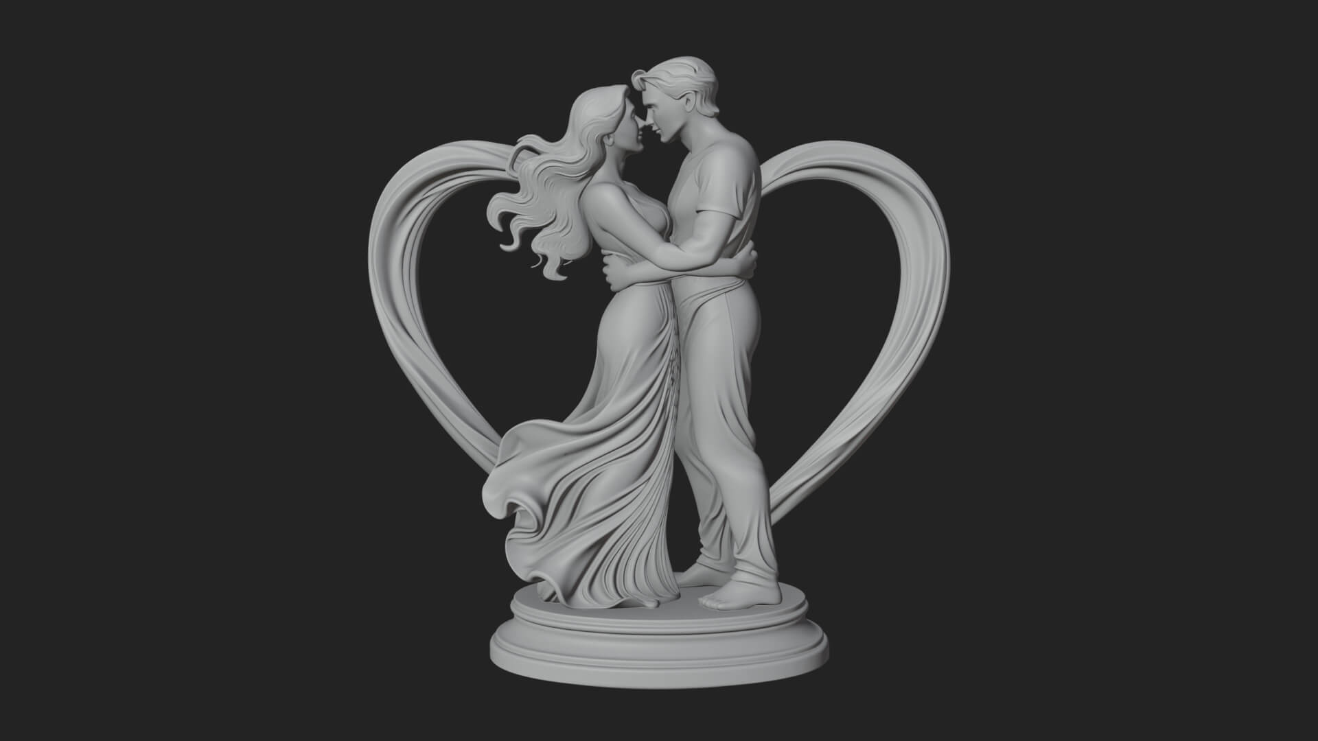 Embracing Lovers Couple Statue Design 5 3D Print Model 3D Model