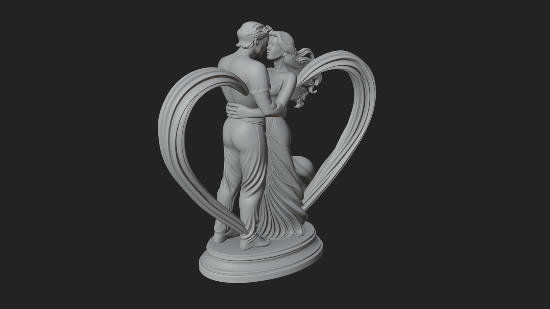 Embracing Lovers Couple Statue Design 5 3D Print Model 3D Model