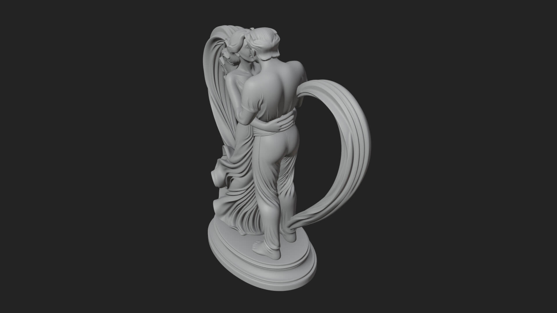 Embracing Lovers Couple Statue Design 5 3D Print Model 3D Model