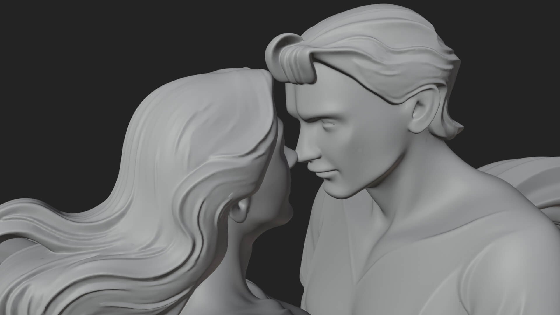 Embracing Lovers Couple Statue Design 5 3D Print Model 3D Model