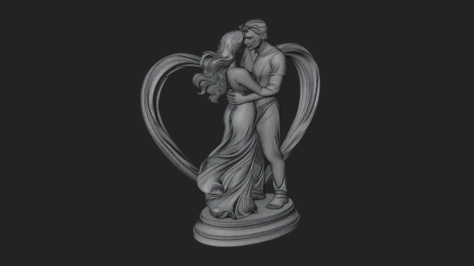 Embracing Lovers Couple Statue Design 5 3D Print Model 3D Model