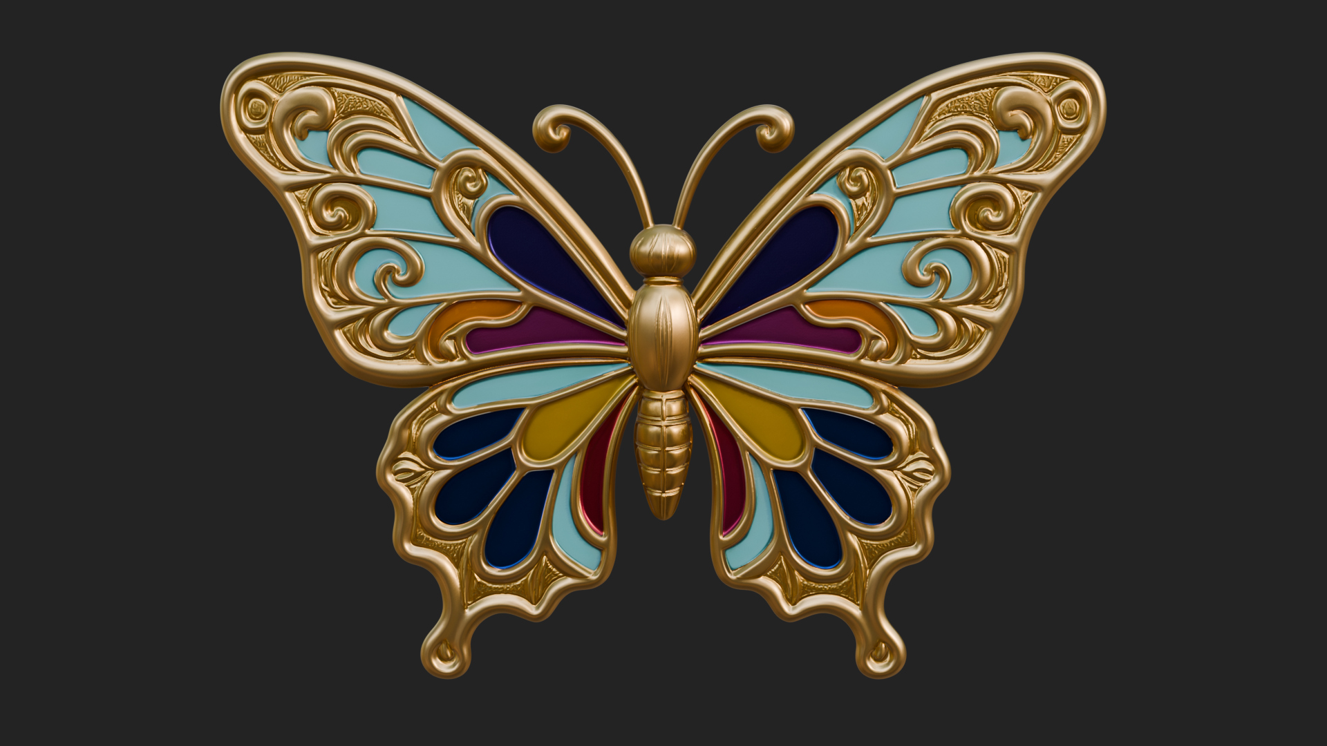 Enamel Wing Butterfly Pendant Design 1 3D Print Model 3D Model