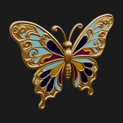 Enamel Wing Butterfly Pendant Design 1 3D Print Model
