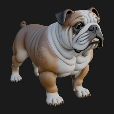 English Bulldog Statue Design 1 3D Print Model