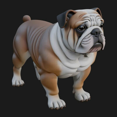 English Bulldog Statue Design 2 3D Print Model