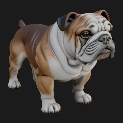 English Bulldog Statue Design 3 3D Print Model