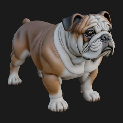 English Bulldog Statue Design 4 3D Print Model