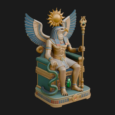 Enthroned Egyptian God Statue Design 1 3D Print Model